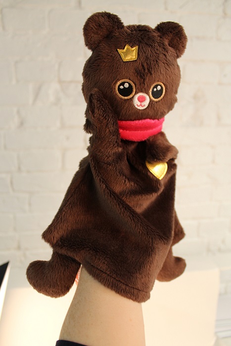 Мягкая игрушка-кукла на руку Мишка коричневый  